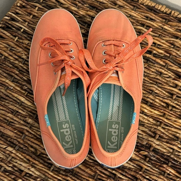 Taylor Swift Keds Spring Collection Melon Coral Champions Pink Canvas Sneakers - Picture 3 of 8
